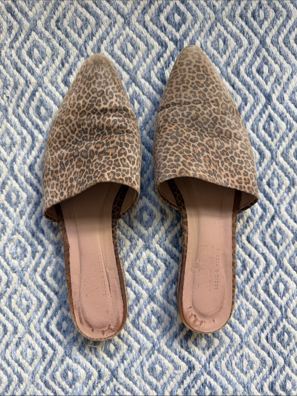 Able- Leopard Print Pointed Toe Slip-On Mules - Brown